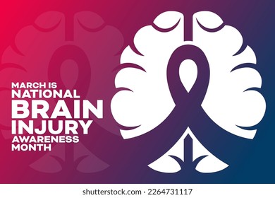 March is National Brain Injury Awareness Month. Vector illustration. Holiday poster