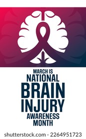 March is National Brain Injury Awareness Month. Vector illustration. Holiday poster