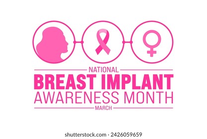 March is National Breast Implant Awareness Month background template. Holiday concept. use to background, banner, placard, card, and poster design template with text inscription and standard color.