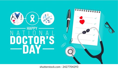 March is National Doctor's Day background template. Holiday concept. use to background, banner, placard, card, and poster design template with text inscription and standard color. vector illustration.