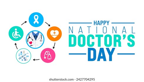 March is National Doctor's Day background template. Holiday concept. use to background, banner, placard, card, and poster design template with text inscription and standard color. vector illustration.