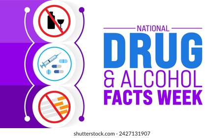 March is National Drug and Alcohol Facts Week background template. Holiday concept. use to background, banner, placard, card, and poster design template with text inscription and standard color.