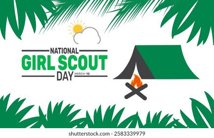 March is National Girl Scout Day. This holiday-themed design is perfect for backgrounds Template, banners, greeting cards, posters with text inscription, and social media posts. Vector illustration.