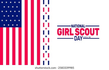 March is National Girl Scout Day. This holiday-themed design is perfect for backgrounds Template, banners, greeting cards, posters with text inscription, and social media posts. Vector illustration.