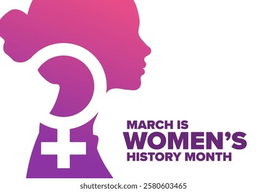 March is National Women’s History Month. Holiday concept. Template for background, banner, card, poster with text. Vector EPS10 illustration