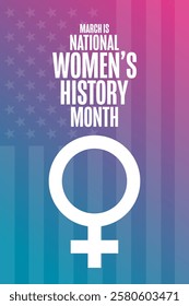 March is National Women’s History Month. Holiday concept. Template for background, banner, card, poster with text. Vector EPS10 illustration