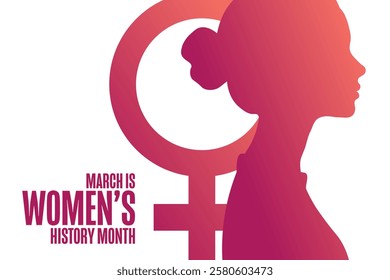 March is National Women’s History Month. Holiday concept. Template for background, banner, card, poster with text. Vector EPS10 illustration