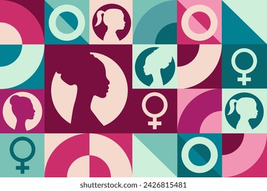 March is National Women’s History Month. Seamless geometric pattern. Template for background, banner, card, poster. Vector EPS10 illustration