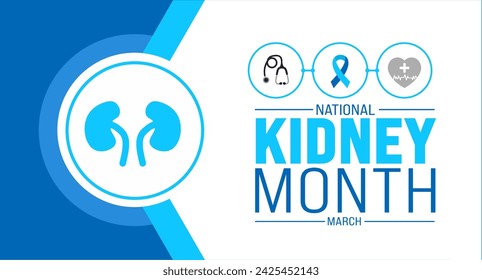 March is national  Kidney Month background template. Holiday concept. use to background, banner, placard, card, and poster design template with text inscription and standard color. vector illustration