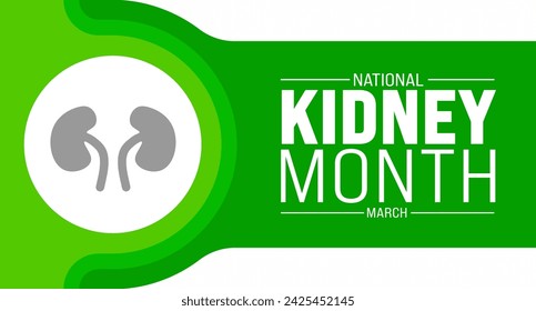 Marzo es la plantilla de fondo nacional del Mes del Riñón. Concepto de vacaciones. se utiliza para el fondo, banner, cartel, tarjeta y plantilla de diseño de póster con inscripción de texto y color estándar. ilustración vectorial