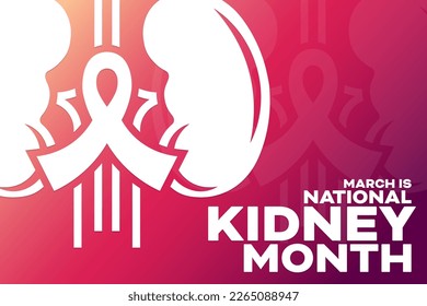 March is National Kidney Month. Vector illustration. Holiday poster