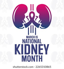March is National Kidney Month. Vector illustration. Holiday poster