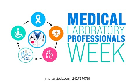 March is National Medical Laboratory Professionals Week background template. Holiday concept. use to background, banner, placard, card, and poster design template with text inscription and standard