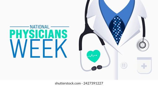 March ist die Hintergrundvorlage für die National Physician's Week. Urlaubskonzept. Verwenden Sie, um Hintergrund-, Banner-, Plakat-, Karten- und Poster-Design-Vorlage mit Textinschrift und Standardfarbe zu verwenden. Vektor