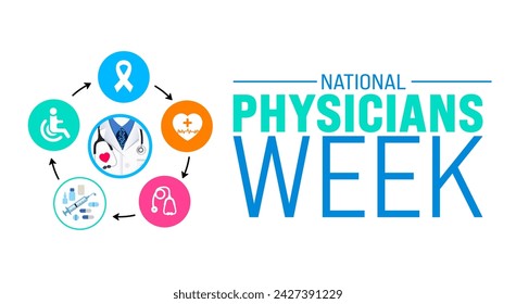 March is National Physician's Week background template. Holiday concept. use to background, banner, placard, card, and poster design template with text inscription and standard color. vector