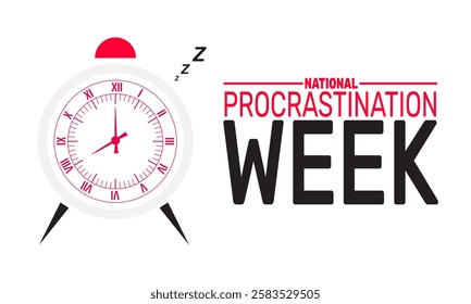 March is National Procrastination Week. This holiday-themed design is perfect for backgrounds, banners, greeting cards, posters with text inscription, and social media posts. Vector illustration.