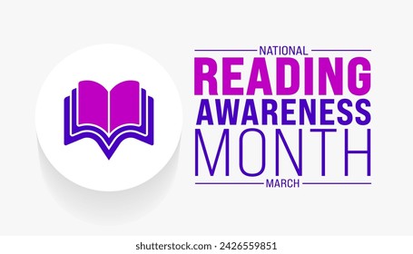 March is National Reading Awareness Month background template. Holiday concept. use to background, banner, placard, card, and poster design template with text inscription and standard color. vector