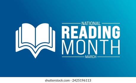 March is National Reading Month background with book vector design template. Holiday concept. use to background, banner, placard, card, and poster design template with text inscription.