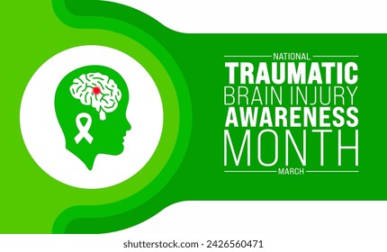 March is National Traumatic Brain Injury Awareness Month background template. Holiday concept. use to background, banner, placard, card, and poster design template with text inscription