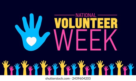 March is National Volunteer Week background template. Holiday concept. use to background, banner, placard, card, and poster design template with text inscription and standard color. vector