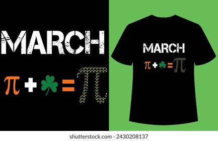 Día de pi de marzo y plantilla de diseño de camiseta del Día de Patrick, Esta camiseta está diseñada para los amantes de pi. Esta camiseta puede ser el mejor regalo para los amantes de las matemáticas.