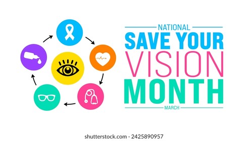 March is Save Your Vision Month background template. Holiday concept. use to background, banner, placard, card, and poster design template with text inscription and standard color. vector illustration