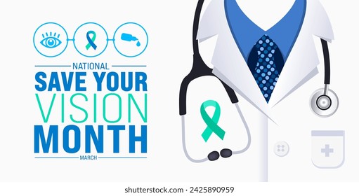 March is Save Your Vision Month background template. Holiday concept. use to background, banner, placard, card, and poster design template with text inscription and standard color. vector illustration