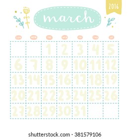 March schedule. Can be used for your planning
