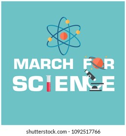 March For Science Atom Icon Science Instruments Background Vector Image
