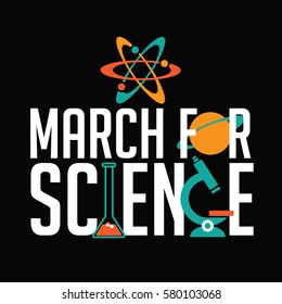 March for Science design with scientific icons. EPS 10 vector.