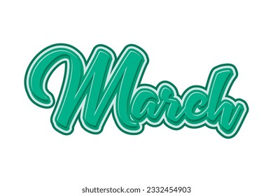 March text effect.hand lettering. Hand written calligraphy. Vector illustration.