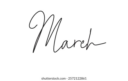 March text font calligraphy hand written lettering script black color march month calendar springtime season holiday woman female lady girl march month banner object march icon 2025 time week design