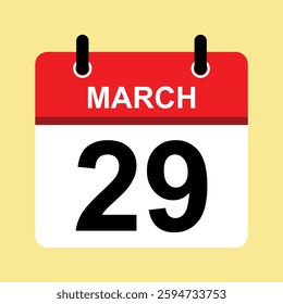 March twenty nine. Mar 29th. Daily Calendar in Flat Design Vector. Day Illustration. Date Icon. Month. Time Concept.