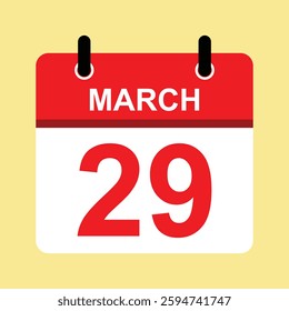 March twenty nine. Mar 29th. Daily Calendar vector design. Day Illustration. Date Icon. Month. Time Concept.