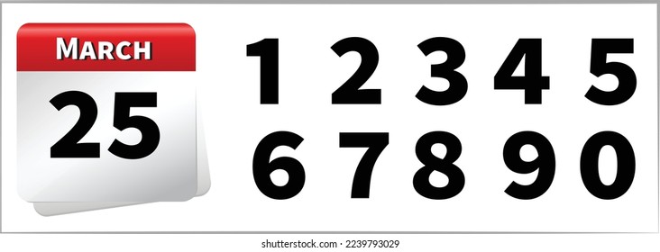 Número de calendario vectorial de marzo todos los números