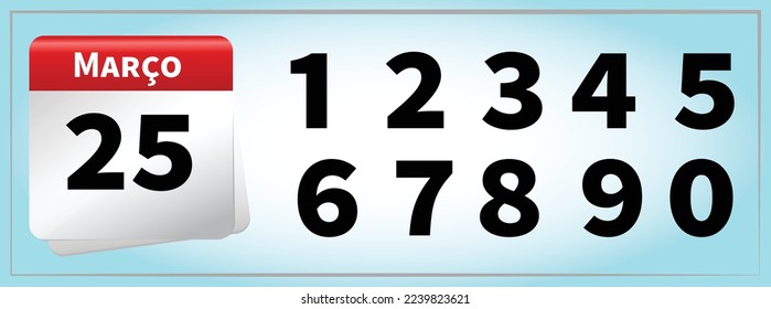March vector calendar number all numbers portuguese