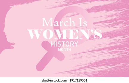 March is Women history month, vector illustration poster. 
