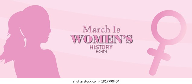 March is Women history month, vector illustration poster. 