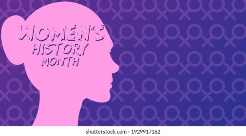 March is Women history month, vector illustration poster. 
