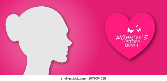 March is Women history month, vector illustration poster. 