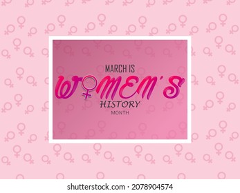 March is Women history month, vector illustration poster. 