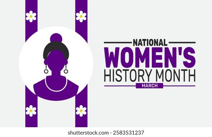 March is Womens History Month. This holiday-themed design is perfect for backgrounds, banners, greeting cards, posters with text inscription, Classic social media posts. vector illustration