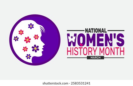 March is Womens History Month. This holiday-themed design is perfect for backgrounds, banners, greeting cards, posters with text inscription, Classic social media posts. vector illustration