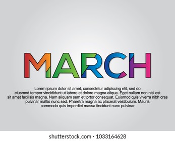 March word creative design Concept . Modern Vector Illustration concept of word March
