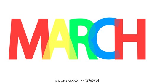 March Word Design Background Colorful Text Stock Vector (Royalty Free ...