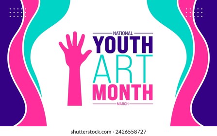 March is Youth Art Month background template. Holiday concept. use to background, banner, placard, card, and poster design template with text inscription and standard color. vector illustration.