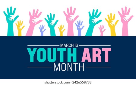 March is Youth Art Month background template. Holiday concept. use to background, banner, placard, card, and poster design template with text inscription and standard color. vector illustration.