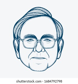 March,2020. Line Art Portrait of Warren Buffett.
American Entrepreneur, Investor, and Philanthropist