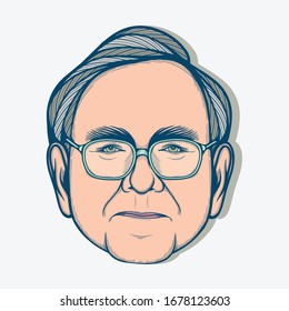 March,2020 : Portrait of Warren Buffett.
American Entrepreneur,Investor, and Philanthropist