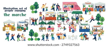 Marche event scenery Illustration of an outdoor market bustling with people